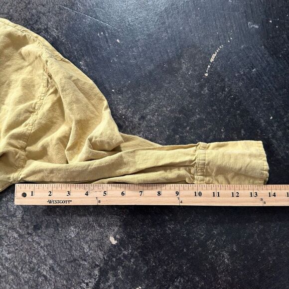 Zara Button Up Collared Shirt Yellow Color Size Small Essential Preppy Used - Picture 11 of 11